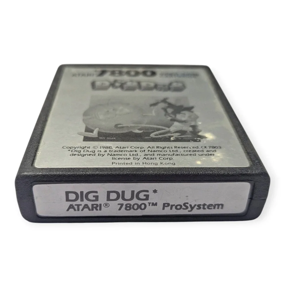 Atari 7800 Dig Dug Video Game Cartridge Silver Label Namco 1988 Retro Arcade‎